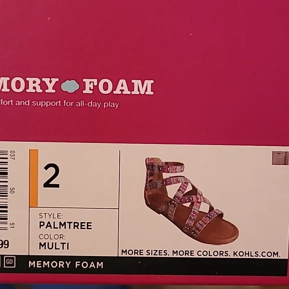 NWT Girls Sandals Size 2 - Picture 3 of 3